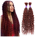Reddish Brown Water Wave Human Braiding Hair No Weft 22 in - Soft