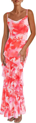 PRETTYGARDEN Women's Beach Sundress with Floral Print - Maxi Length