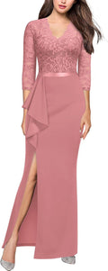 MISSMAY Women's Vintage Floral Lace Ruffle Half Sleeve Long Dress
