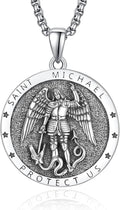 ADMETUS 925 Sterling Silver Saint Michael Necklace - Guardian Amulet