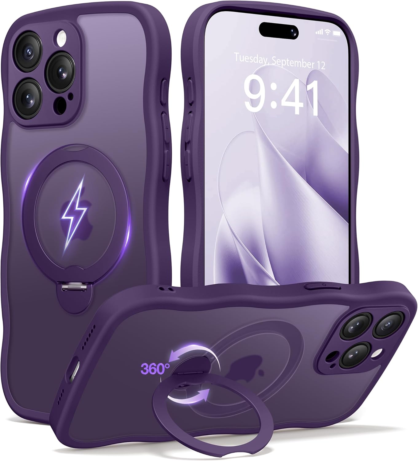 CAPRARO iPhone 15 Pro Max Case with 360 Spin Magnetic Stand