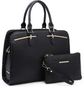 Women Satchel Tote 2pcs Set with Clutch - Vegan Leather, 3