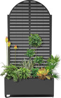 Metal Raised Garden Bed with Trellis and Wheels for Climbing Plants