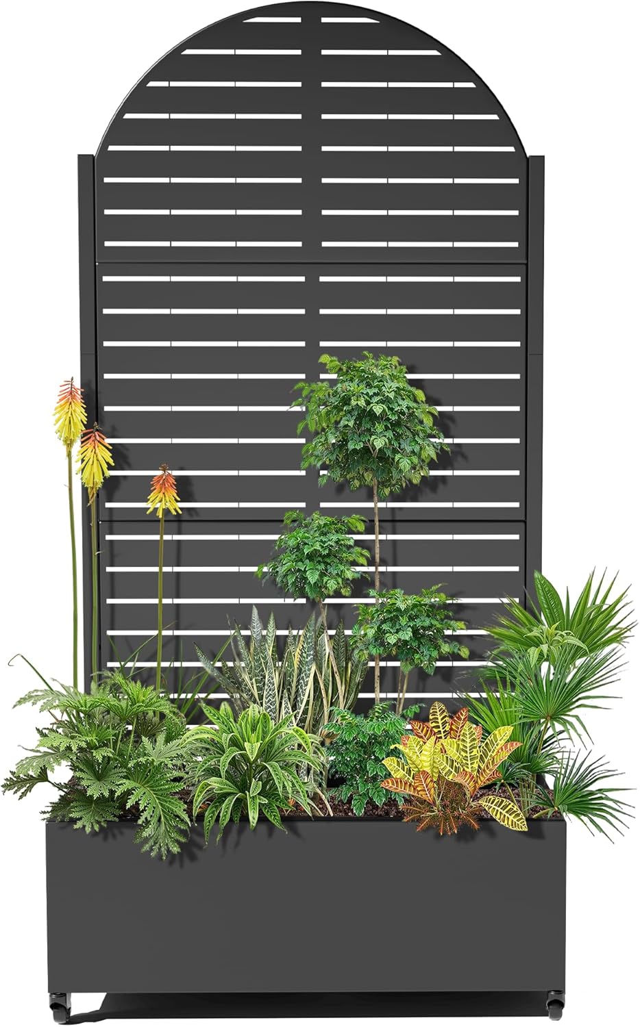 Metal Raised Garden Bed with Trellis and Wheels for Climbing Plants