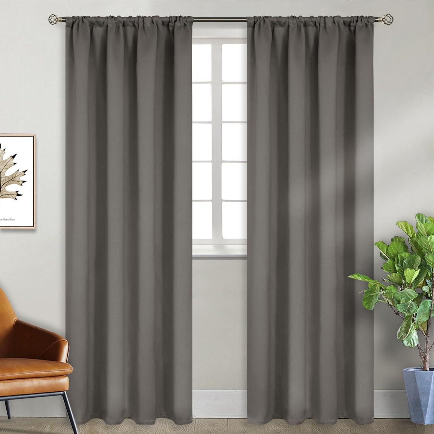 BGment Rod Pocket Blackout Curtains for Bedroom - 52 x 84 Inch