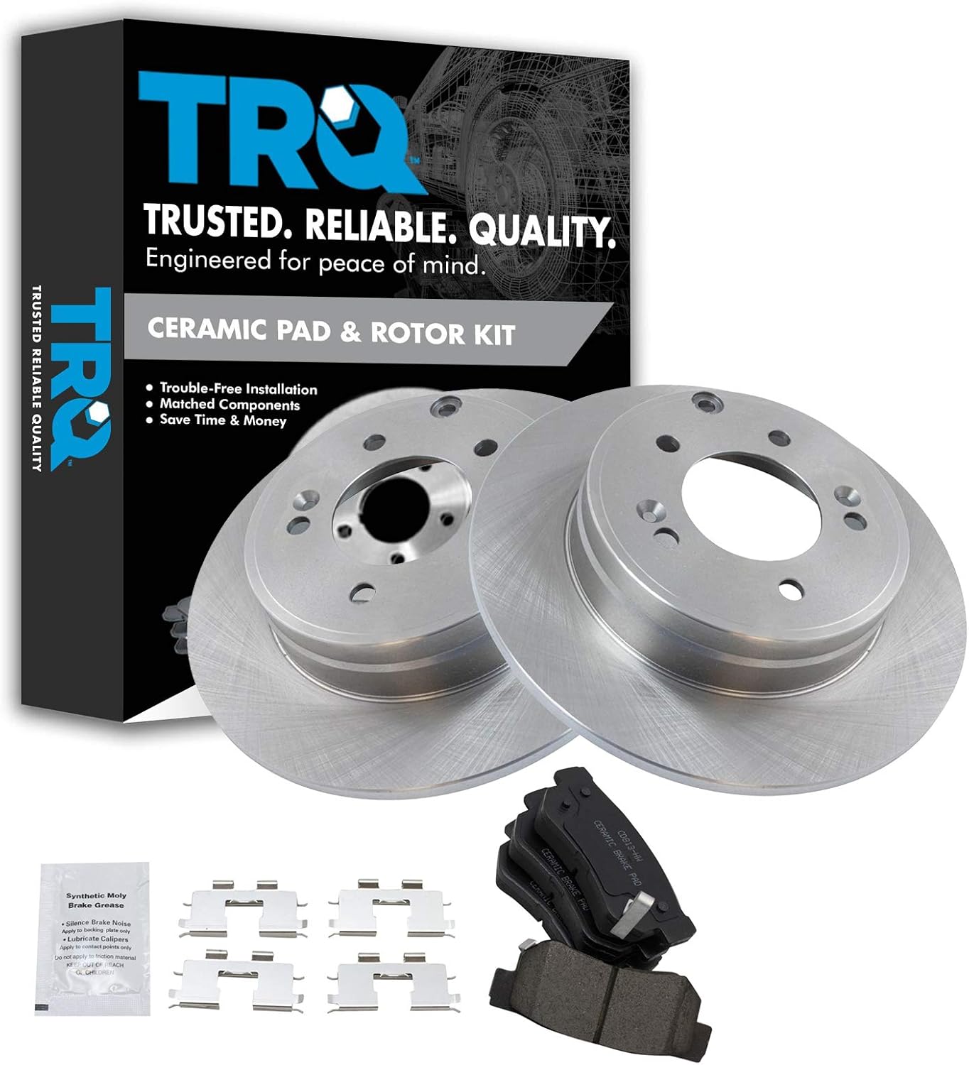 TRQ Rear Brake Pad & Rotor Kit for 2009 Hyundai Azera & Sonata