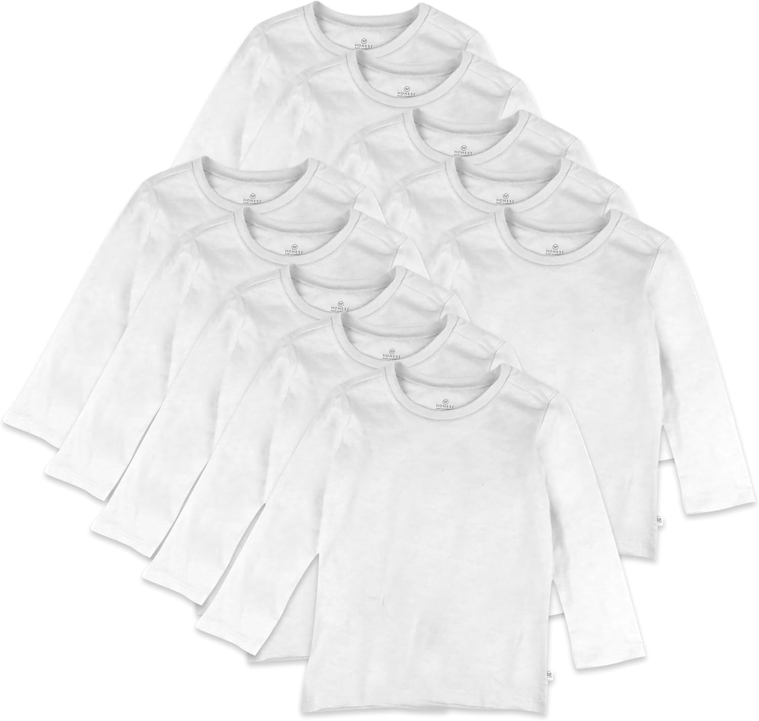 HonestBaby 10-Pack Long Sleeve T Shirts for Toddlers and Kids