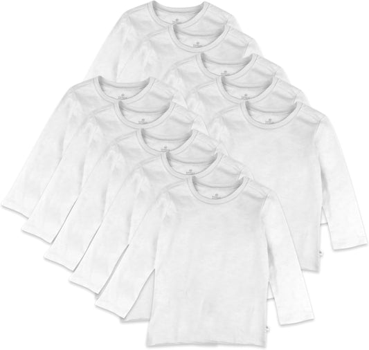 HonestBaby 10-Pack Long Sleeve T Shirts for Toddlers and Kids