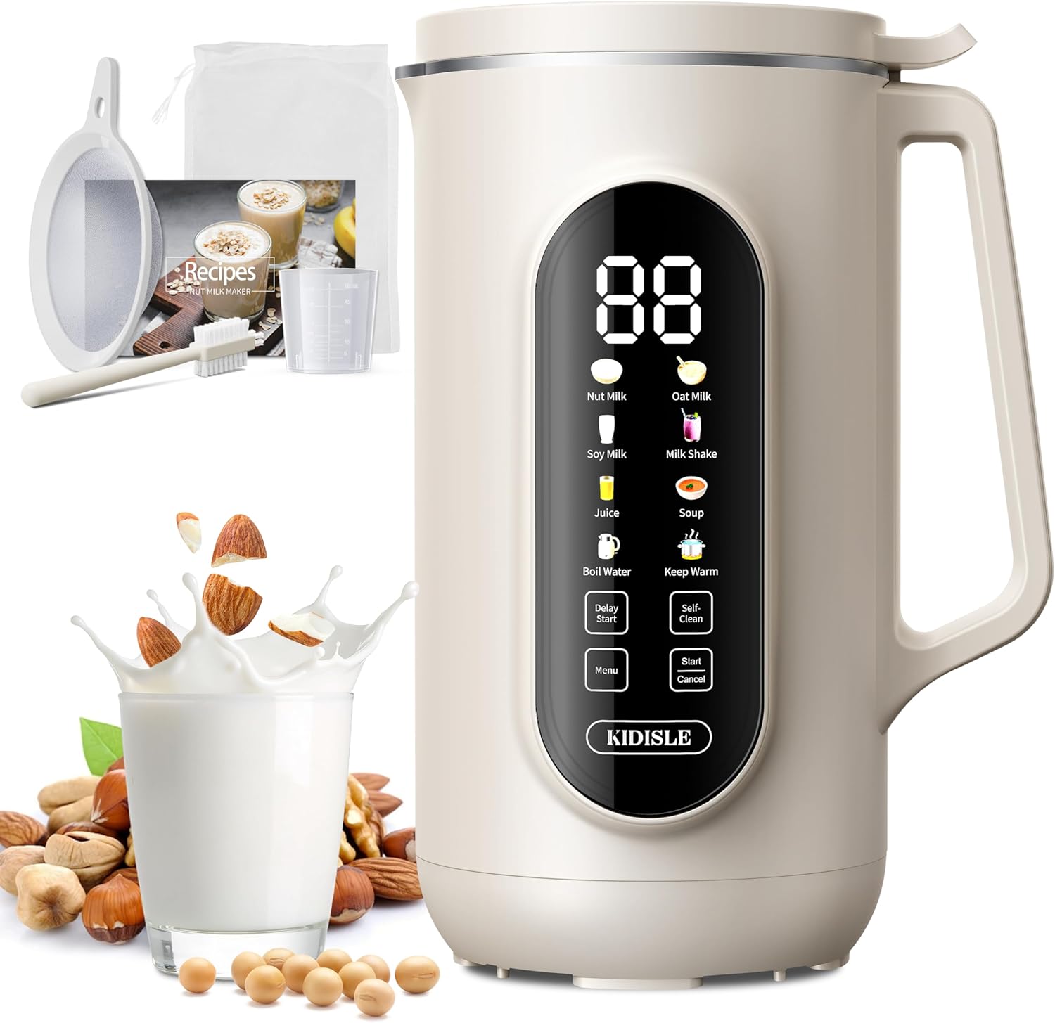 10-in-1 Nut Milk Maker Machine for Smooth Plant-Based Beverages