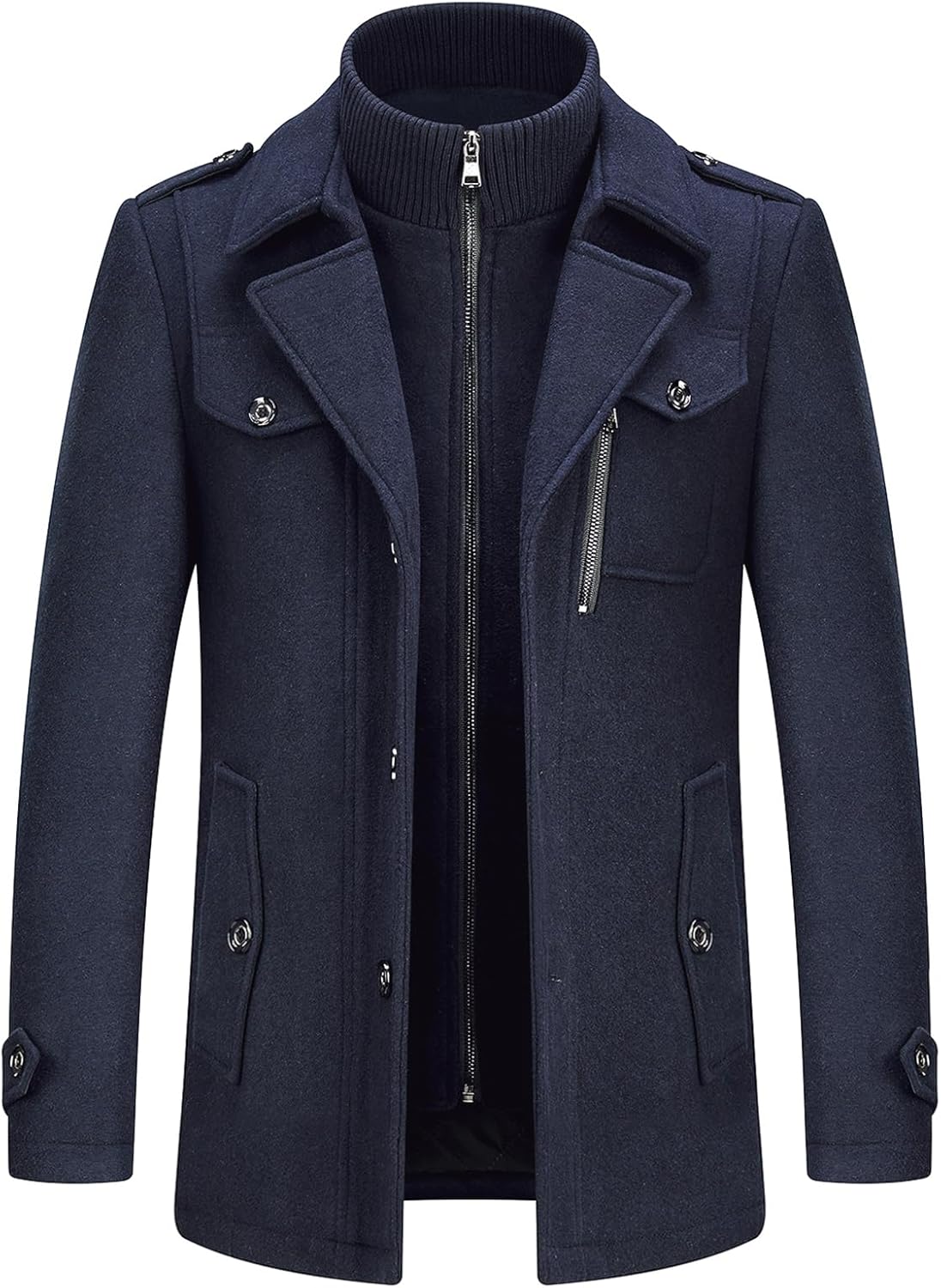 Men's Winter Wool Blend Peacoat for Casual and Business Wear
