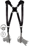 Double Leather Camera Harness for Two Cameras - Dual Shoulder Comfort