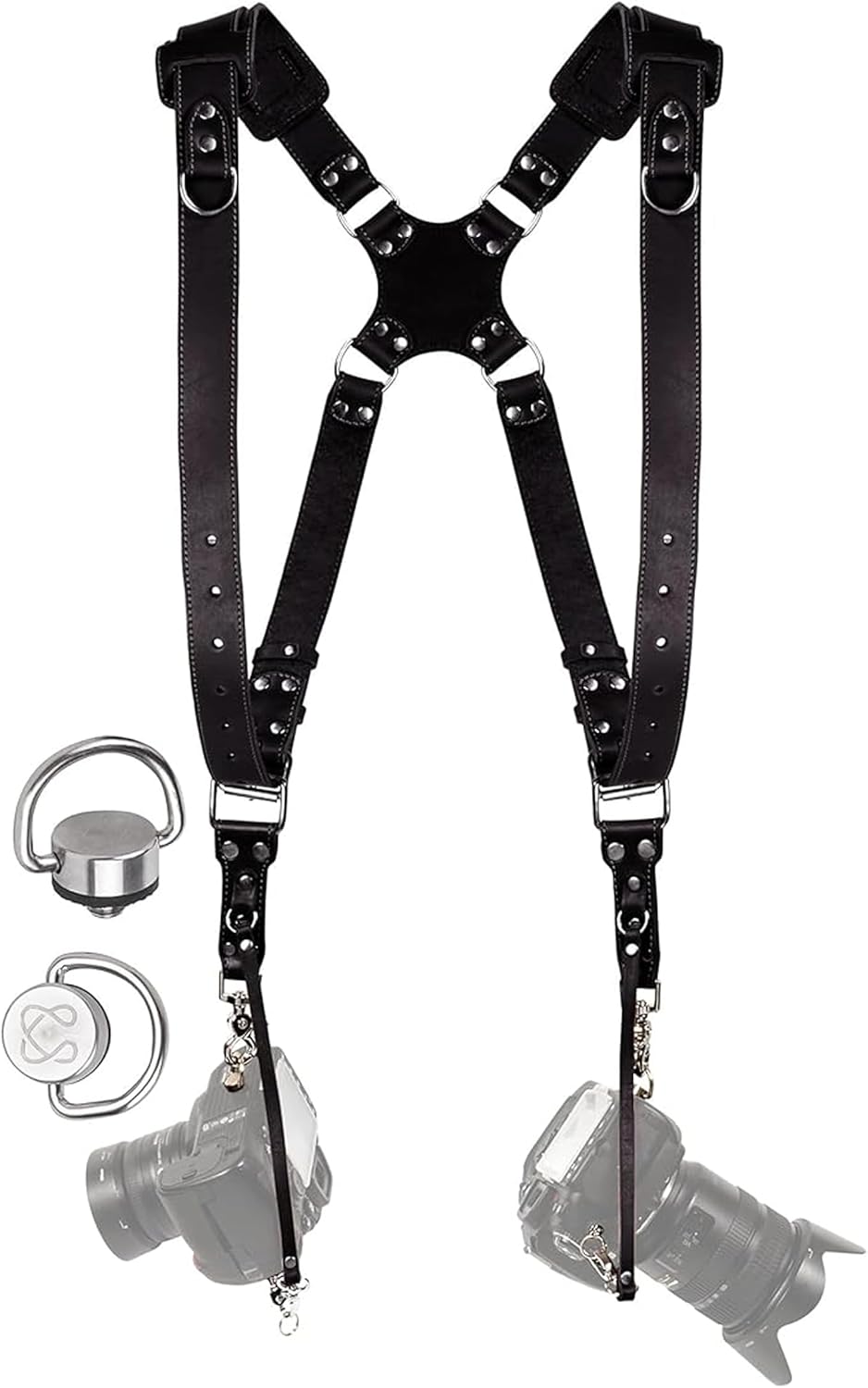 Dual Shoulder Leather Camera Harness for 2 Cameras - Comfort & Style