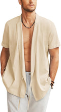 Men's Linen Kimono Shirt Cardigan - Lightweight Beach Jacket