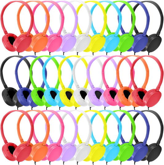 50 Pack Kids Headphones for Classroom Use - Adjustable & Durable