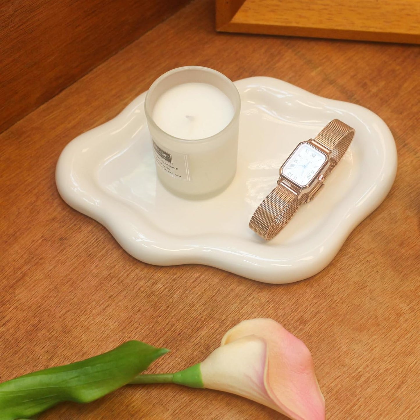 White Cloud Ceramic Trinket Dish - Decorative Jewelry Tray