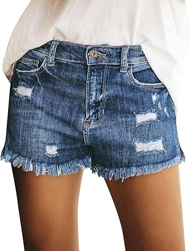 Luvamia Women's Casual Mid Rise Denim Shorts for Summer Style