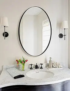 ANDY STAR Oval Bathroom Mirror - Elegant Black Vanity Design