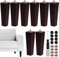 TURSTIN 8 Inch Square Solid Wood Couch Legs Set of 8 - Mid Century