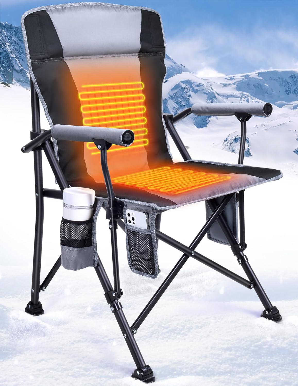 Heated Folding Camping Chair: 3 Heat Levels