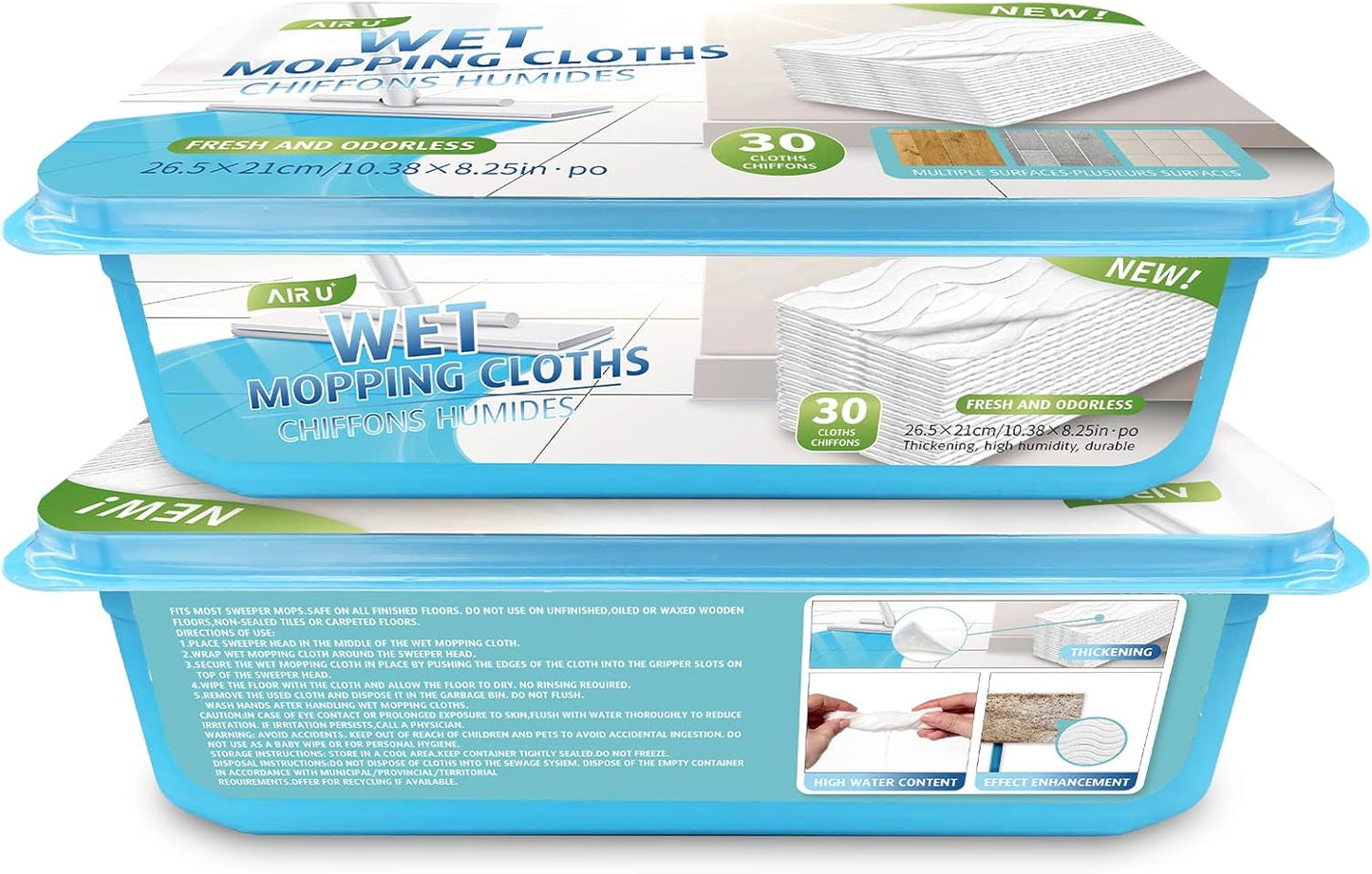 AIR U+ Upgraded Wet Mop Refills for Swiffer Sweeper, 60 Count