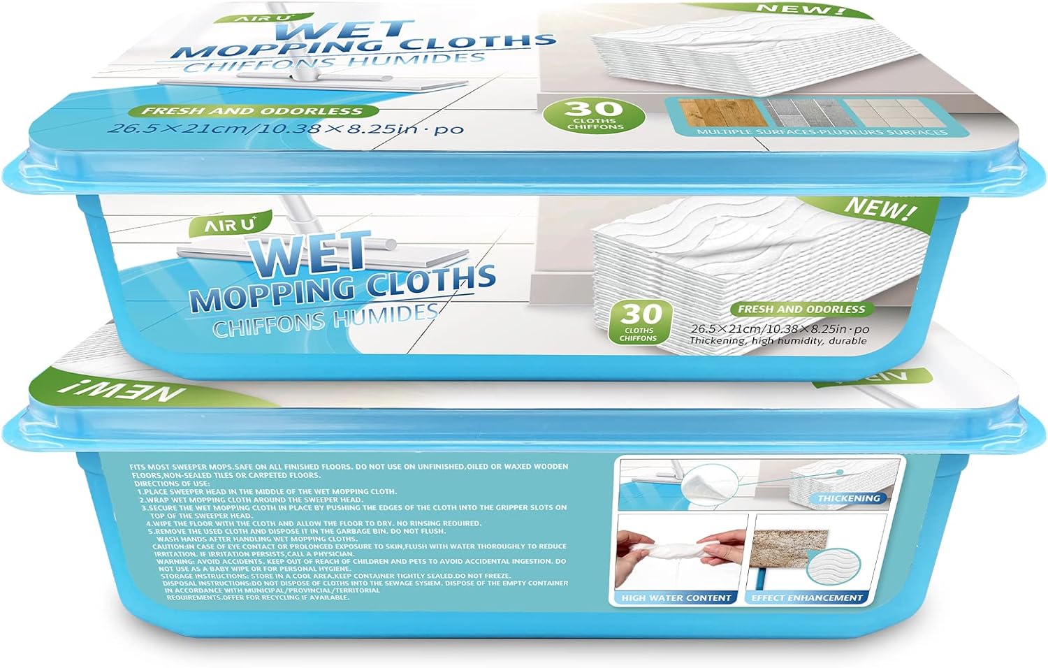 AIR U+ Upgraded Wet Mop Refills for Swiffer Sweeper, 60 Count