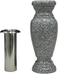 Memorial Cemetery Flower Vase - Real Grey Granite (4x4x10)