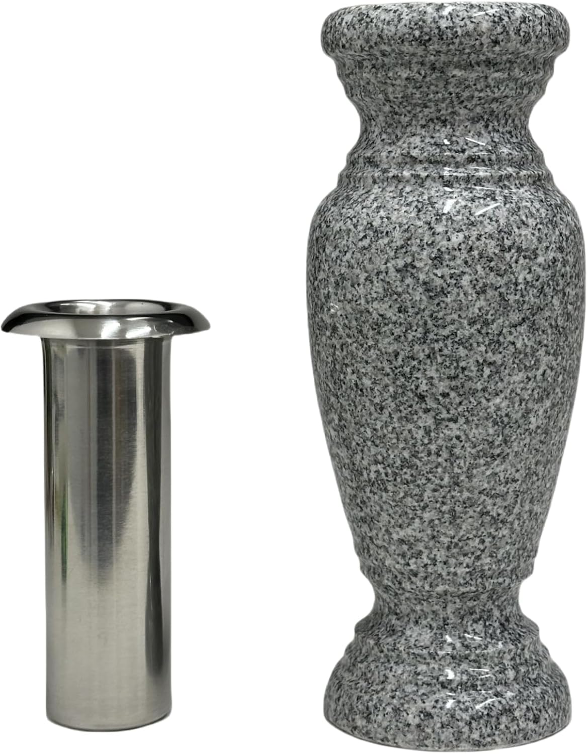Memorial Cemetery Flower Vase - Durable Granite with Steel Inner