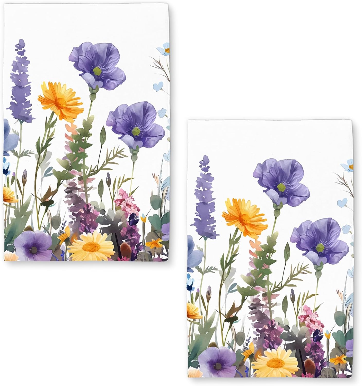 Quick Dry Floral Kitchen Towels Set - Absorbent Microfiber for Fast Drying! 18 x 26