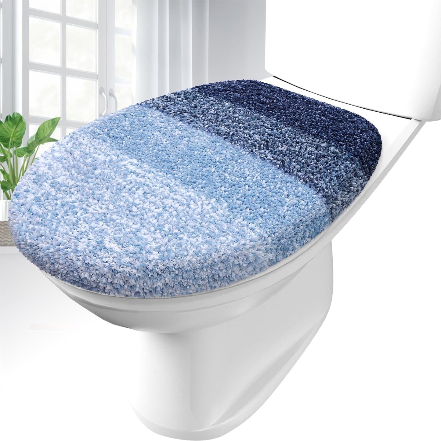 OLANLY Soft Microfiber Bathroom Toilet Lid Cover for Comfort