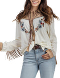 JOHN MOON Western Embroidered Button-Down Shirt - Casual Retro Style