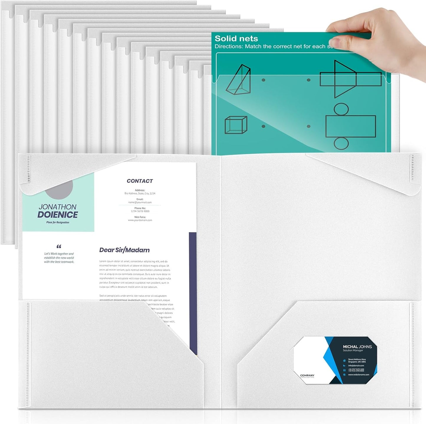 Henoyso 36 Pcs Plastic Folders with Clear Front Pockets