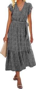 Bohemian Floral Wrap Midi Dress - Flattering Lightweight Summer