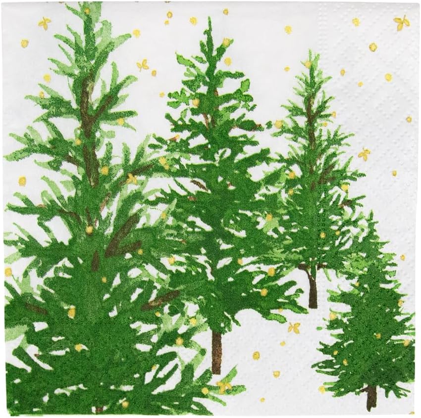 Stylish Caspari White Christmas Cocktail Napkins - 20 Pack
