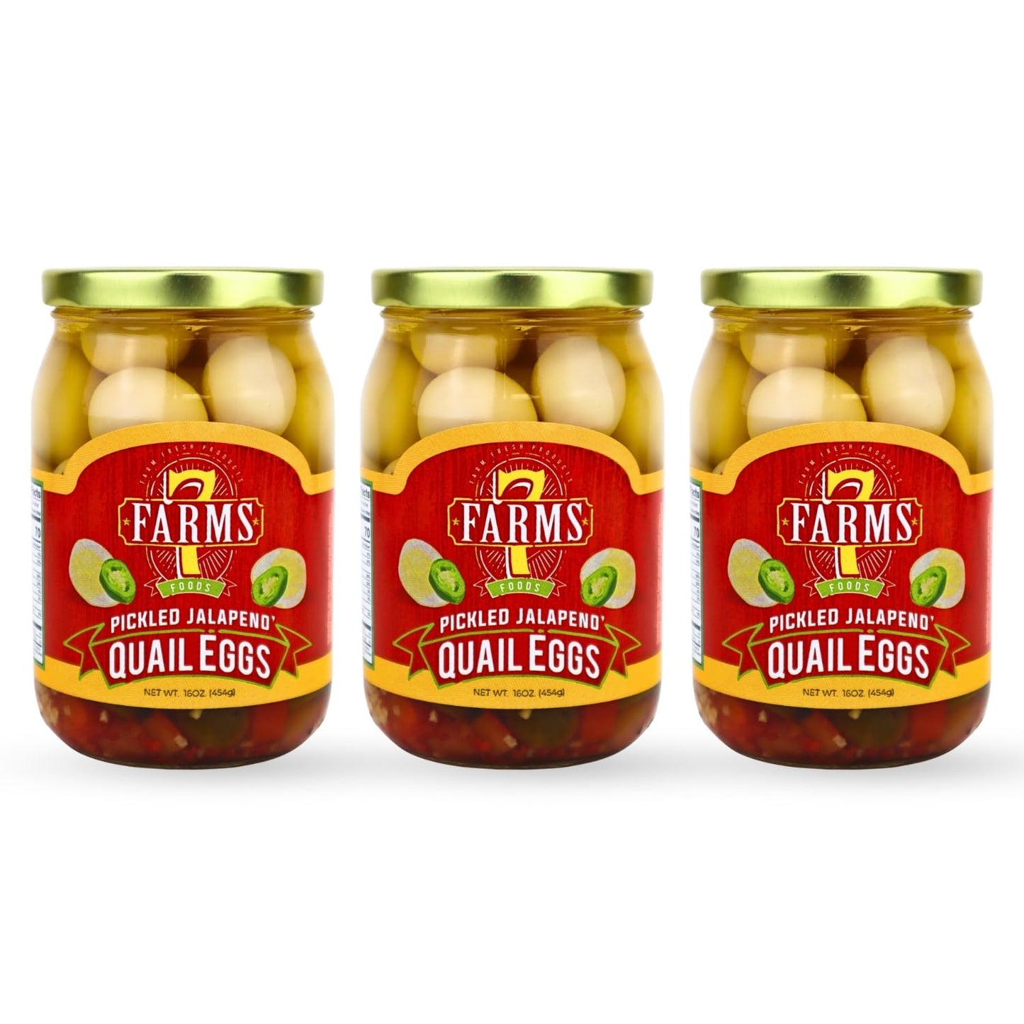 7 Farms Pickled Quail Eggs - Bold Jalapeno Flavor Trio