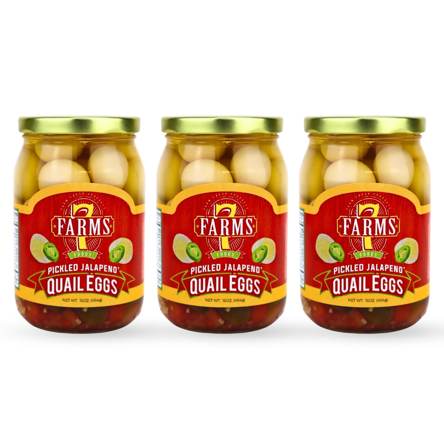 7 Farms Pickled Quail Eggs - Bold Jalapeno Flavor Trio