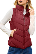 Puffer Vest Women Sleeveless Zip Up Quilted Stand Collar Vest