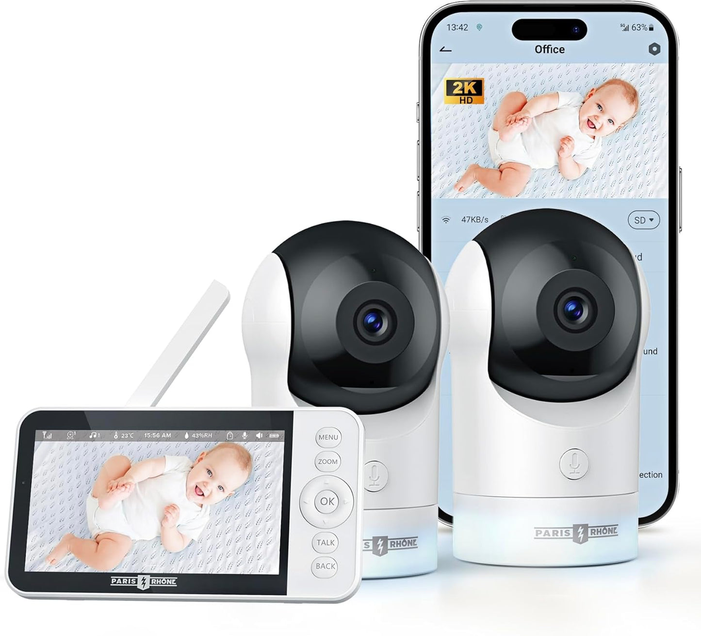 Ultimate Baby Monitoring: 5 Dual Camera, AI Detection, RGB Night Light