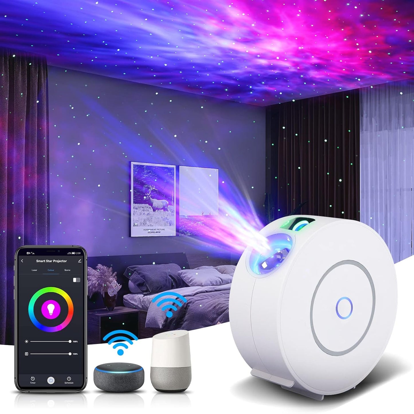 Smart Galaxy Projector, Voice Control, App Enabled