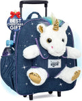 Toddler Luggage for Girls with Unicorn Toy - Rolling Kids Backpack