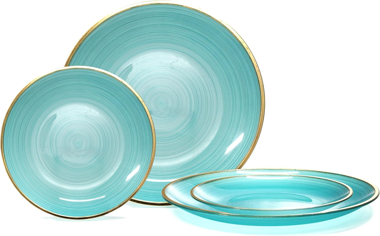 Elegant 50 Plates Pack for Weddings and Parties in Aqua & Gold