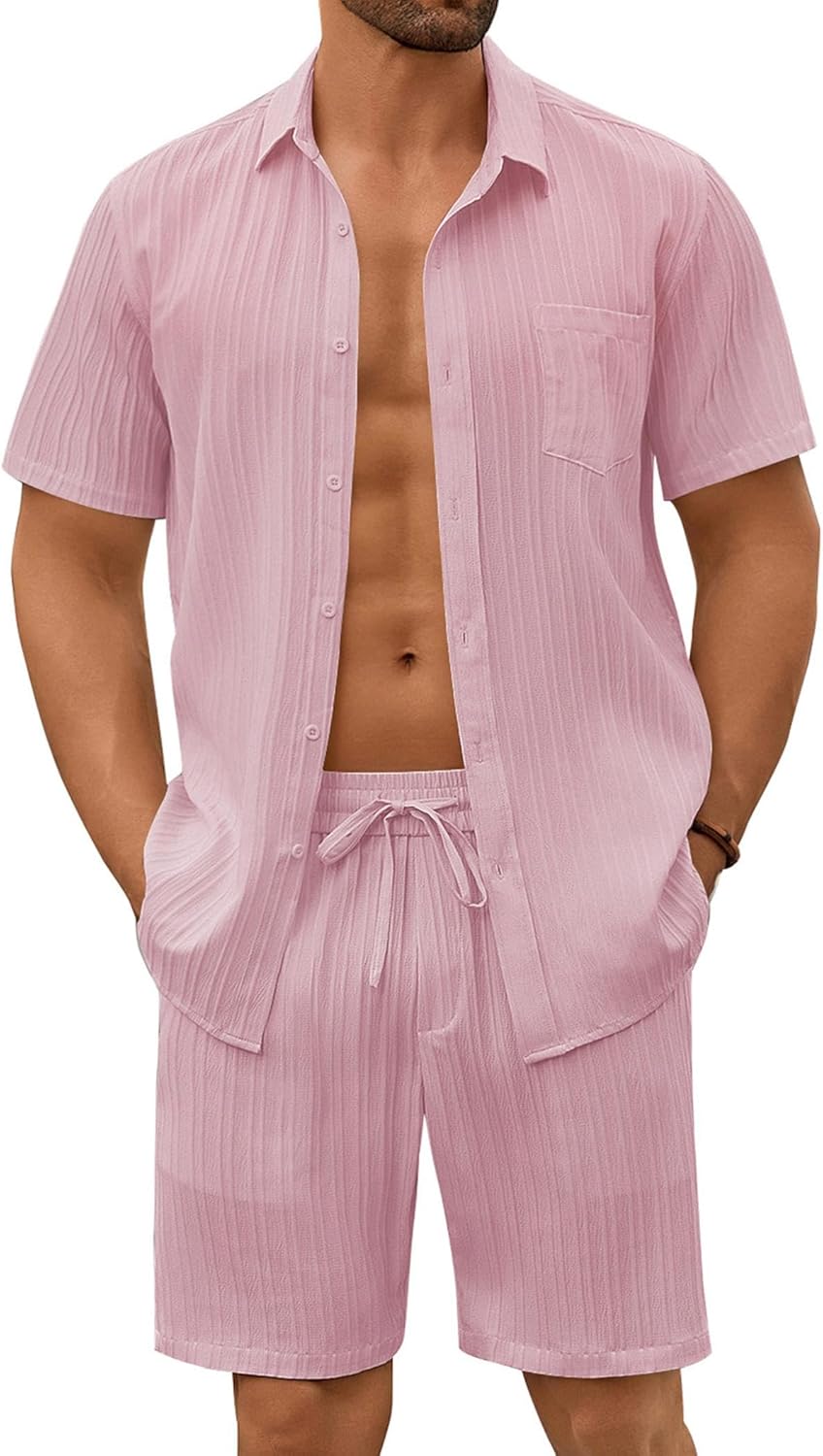 COOFANDY Mens Beach Outfits 2 Piece Set for Summer Style