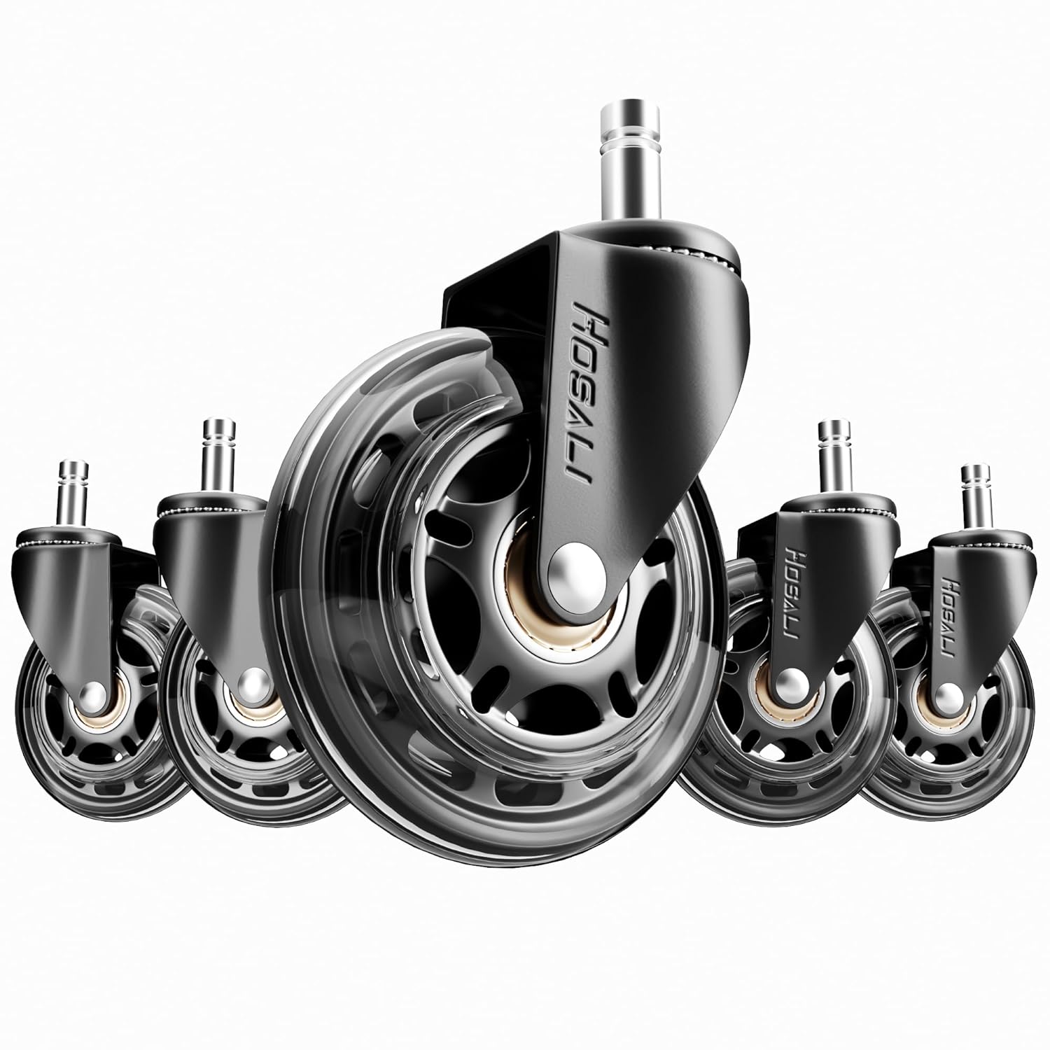 HOSALI 3 Heavy-Duty Chair Caster Wheels - Smooth Rolling on All Floors