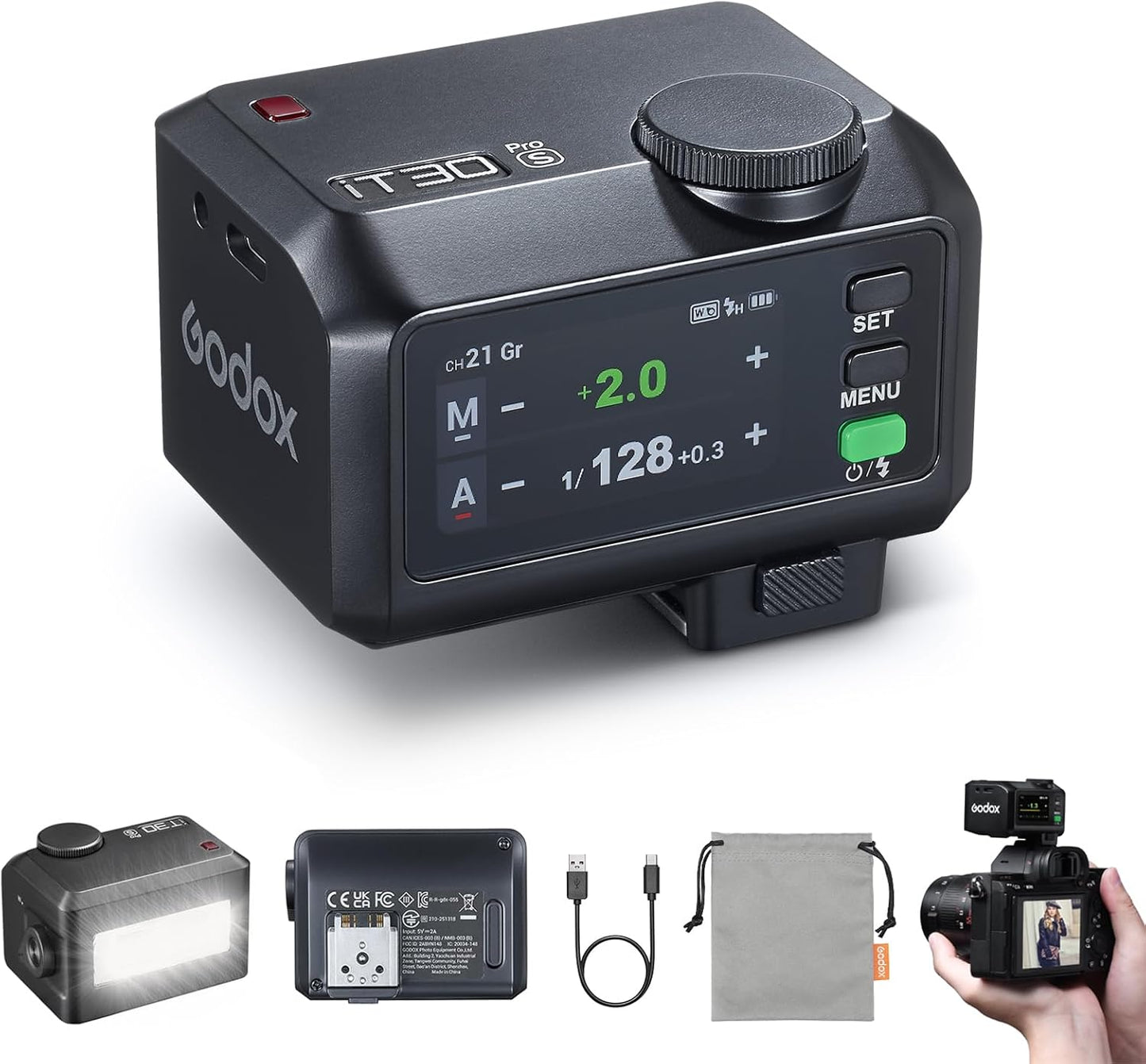 Godox iT30Pro S Mini Flash for Sony with Touchscreen and Diffuser
