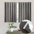 Blackout Bedroom Curtains w/ Tiebacks, Easy Install, 34W x 45L, Grey