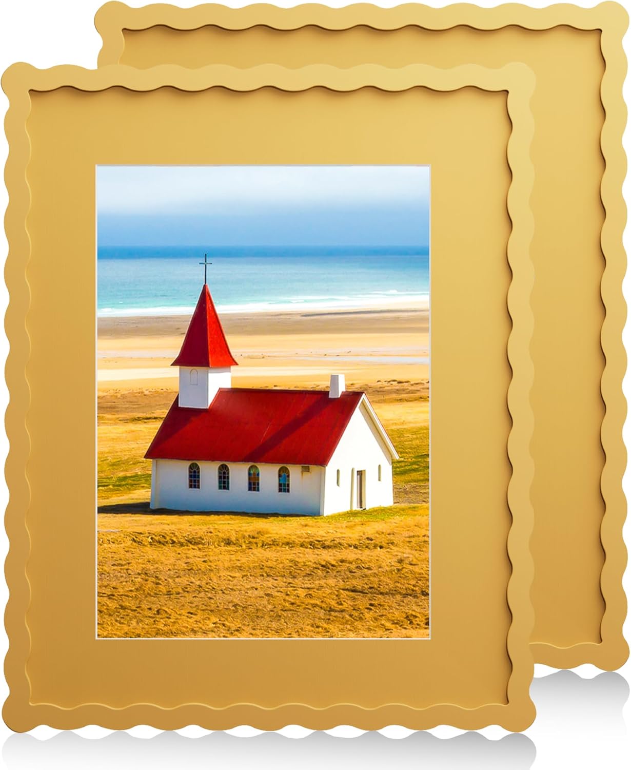 11x14 Wavy Picture Frame with Mat for 8x10 Photos - 2 Pack
