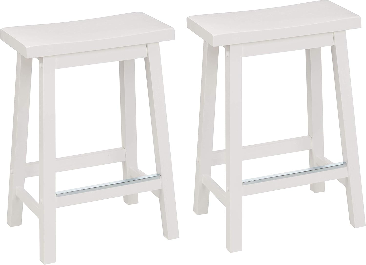 Solid Wood Saddle-Seat Kitchen Counter Barstool Set of 2