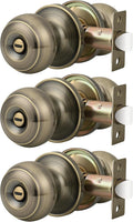 Privacy Door Knobs Lock Interior Bedroom Bathroom Handle Antique Brass