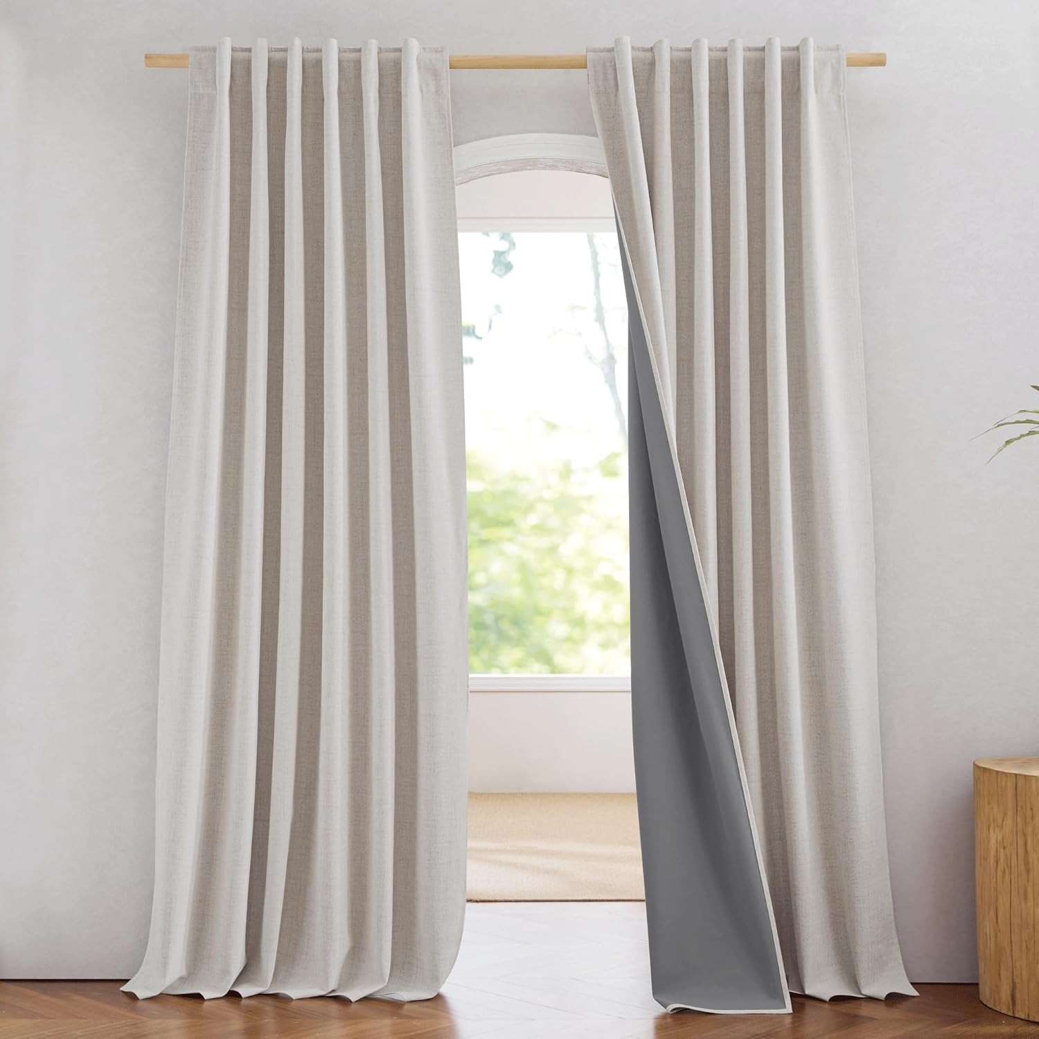 NICETOWN Vintage Open Linen Weave Blackout Curtains for Home