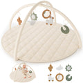 Beige Baby Play Gym and Tummy Time Mat - Soft Cotton Activity Mat