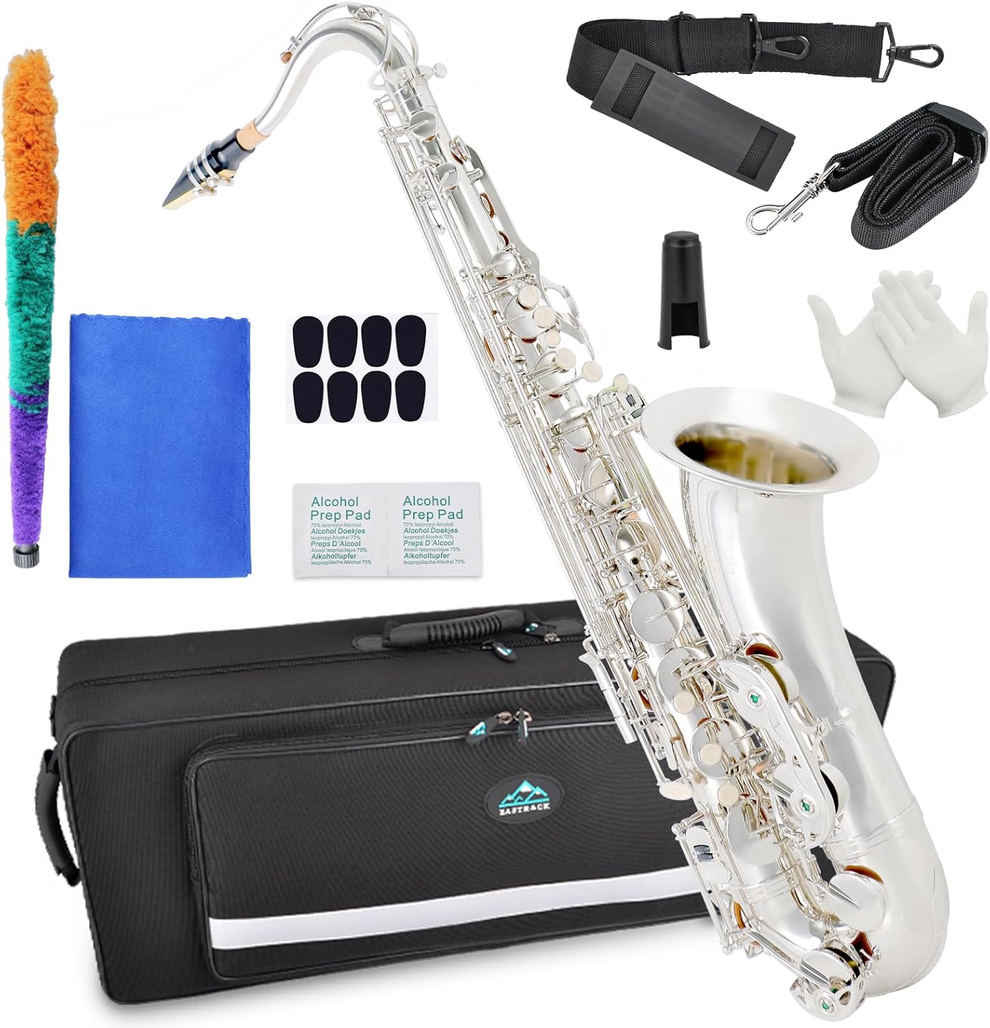 EASTROCK Nickel Tenor Saxophone for Beginners and Musicians